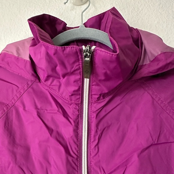 COLUMBIA Pink Hooded Medium Windbreaker Raincoat - Picture 6 of 10